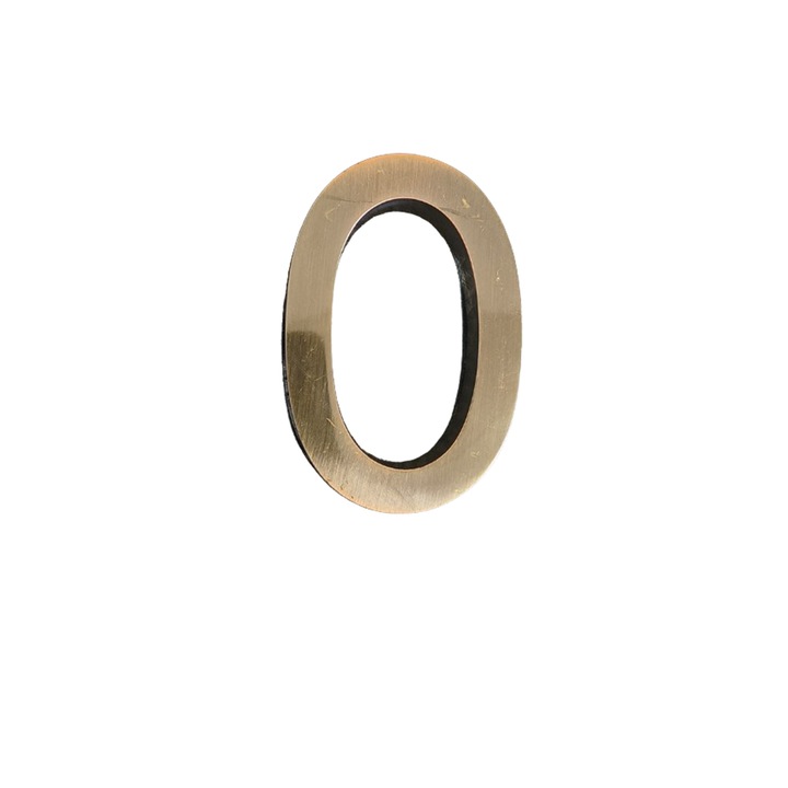 Cifra pentru Usa, Design 3D pentru Casa si Vila, Inaltime 8 cm, Culoare Bronz Antic, Model Cifra 0