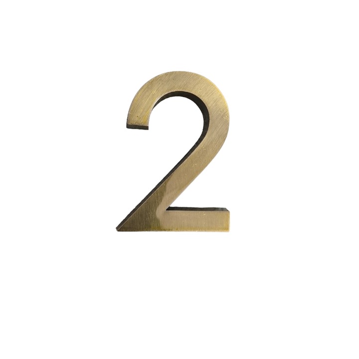 Ajtószám, 3D Design Házhoz és Villához, 8 cm Magas, Antik Bronz Szín, 2-es Szám Modell
