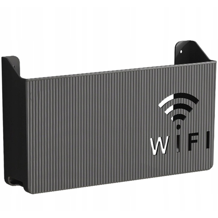 Raft pentru router Wi-Fi, MParts, compact, montaj neinvaziv, 14.6x24.8x5.8cm, negru