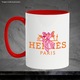 Cana Cu Pantera Roz, Cu Textul "Hermes Paris" - Design 1, Ceramica, 330ML, Cu Maner si Interior Rosu