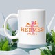 Cana Cu Pantera Roz, Cu Textul "Hermes Paris" - Design 3, Ceramica, 330ML, Cu Maner si Interior Alb