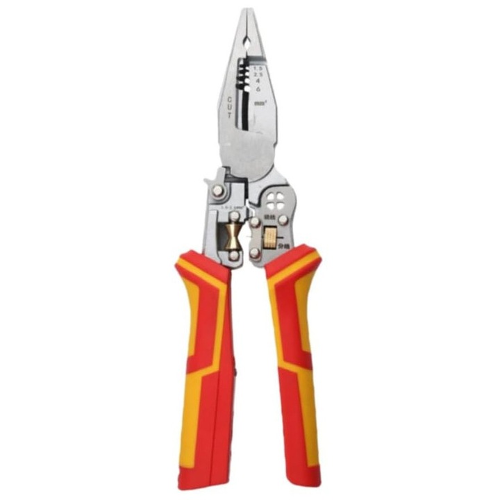 Cleste multifunctional Bedee 9 in 1 pentru dezizolare cabluri, masurare curent, taiere, construit din otel vanadiu, design ergonomic