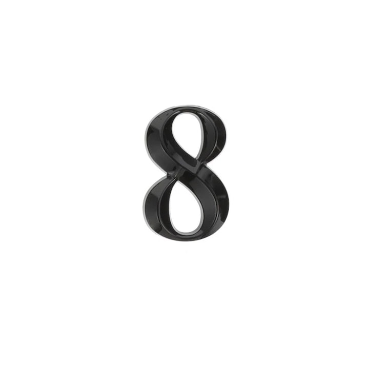 Szám az ajtóra és postaládára, 3D design házhoz és villához, 7 cm magas, fekete színű, 8-as szám modell