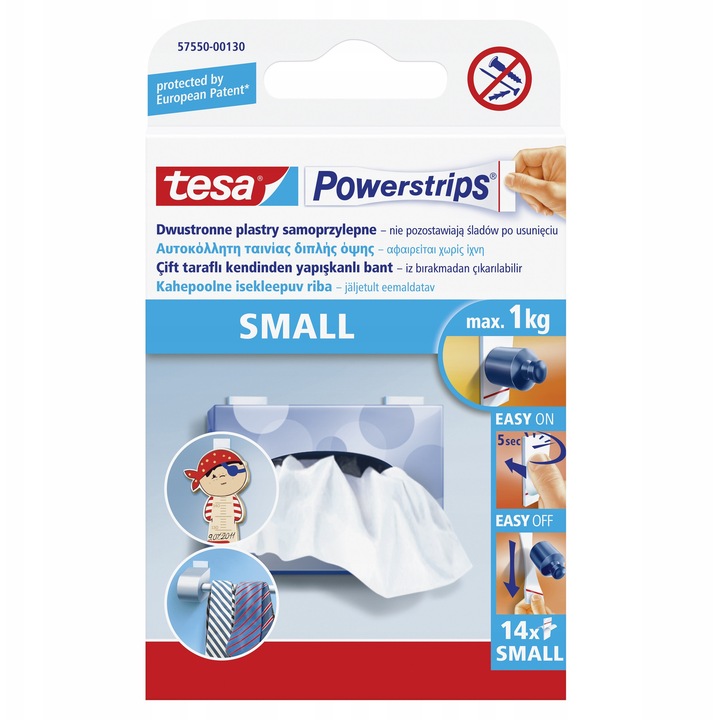 Benzi montaj tesa 14 buc, alb, 15mmx33mm, capacitate 1kg