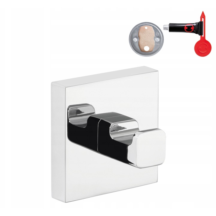 Suport pentru prosoape, Tesa Deluxxe, montare fara gaurire, design modern, cromat, 50x50x39mm