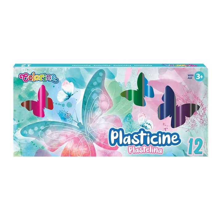 Plastilina set 12 culori Colorino, moale, usor de modelat, multicolor