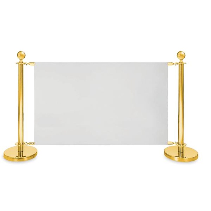 Suport afis, Media Display, 2 stalpi, 1 bara superioara, aurie, dimensiuni compacte