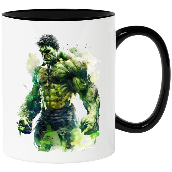 Cana Cu Hulk – Puterea Dezlantuita a Universului Marvel, Ceramica, 330ML, Cu Maner si Interior Negru