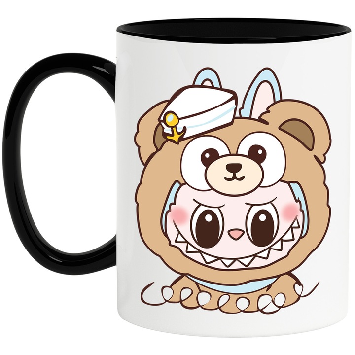 Cana Cu Labubu – Calatorie Fermecata – Prietenie, Aventura si Magie, Ceramica, 330ML, Cu Maner si Interior Negru