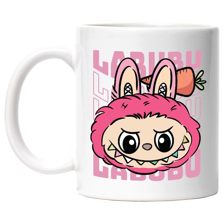 Cana Cu Labubu – Zborul Curajos – Aventura, Emotie si Magie, Ceramica, 330ML, Cu Maner si Interior Alb