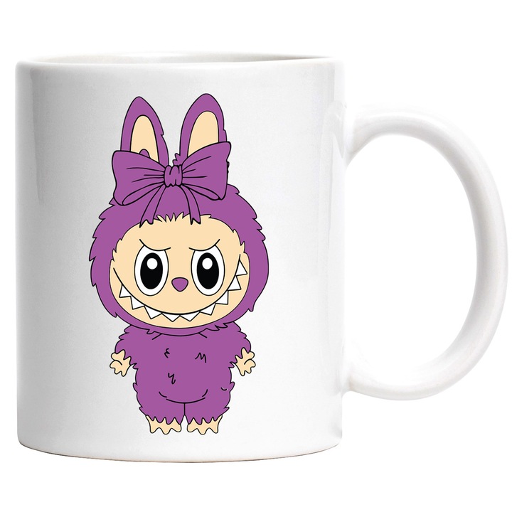 Cana Cu Labubu – Aventura Fermecata – Prietenie, Energie si Magie, Ceramica, 330ML, Cu Maner si Interior Alb