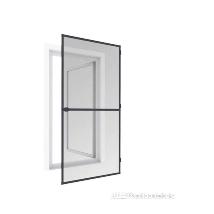 Plasa usa contra insectelor, 90x200 cm, pe balamale, Gri Antracit, semi-asamblata SOLIDON