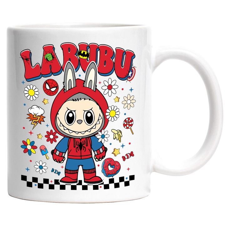 Cana Cu Labubu – Stele si Prietenie – Emotie, Aventura si Magie, Ceramica, 330ML, Cu Maner si Interior Alb