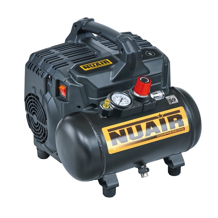 Compresor fara ulei NuAir, 6L, 8 bar, 0.75 kW, 1450 RPM, silentios 59dB