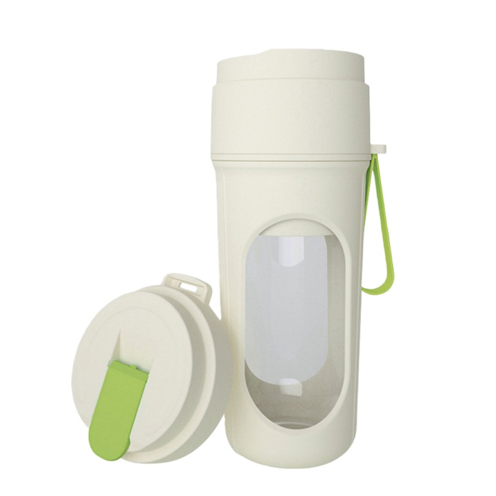 Pahar electric portabil pentru sucuri, tip pahar, reincarcabil USB, 12 lame din inox, 40W, verde avocado