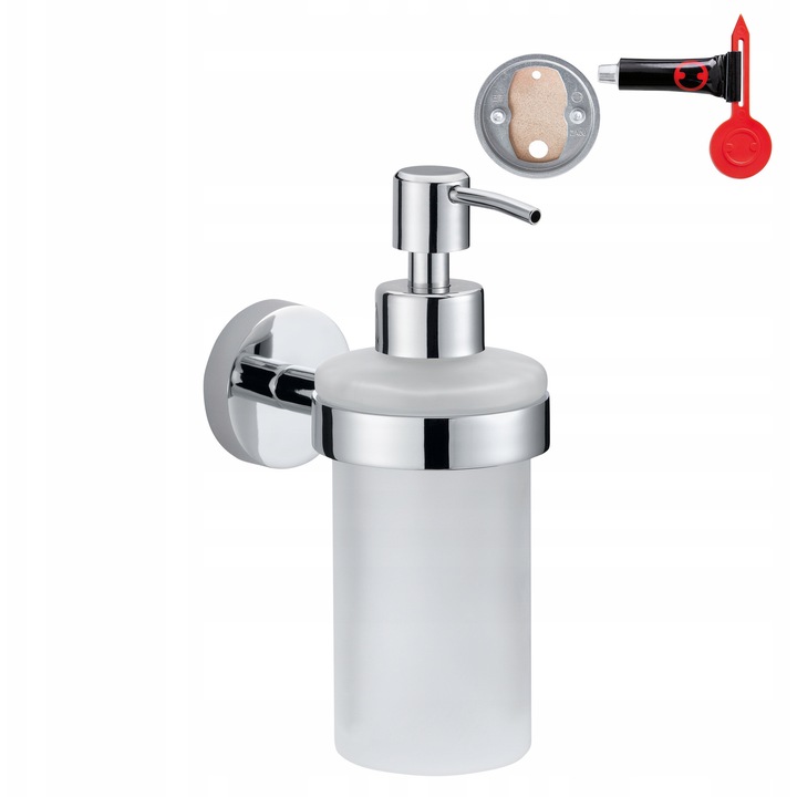 Tesa Smooz szappanadagoló, krómozott, 170x70x126 mm, fúrás nélküli rögzítés, teljes készlet