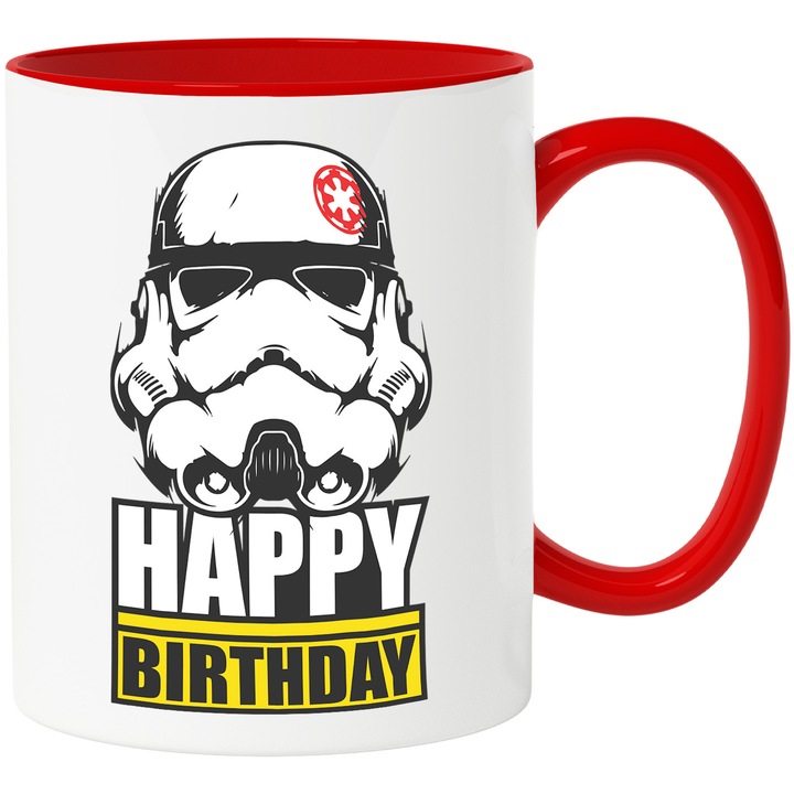 Cana Cu Star Wars – Inima Aventurii Curajoasa – Prietenie, Emotie si Curaj, Ceramica, 330ML, Cu Maner si Interior Rosu