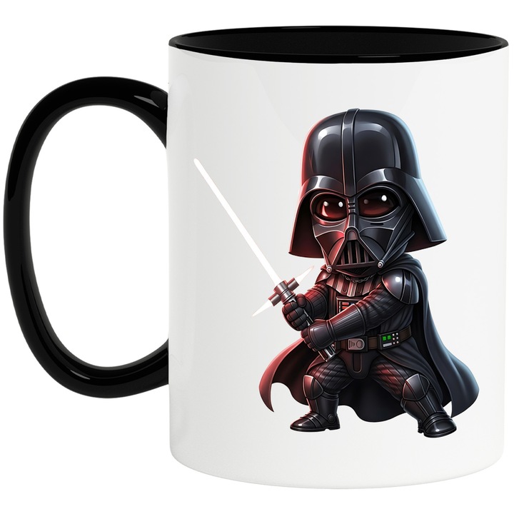 Cana Cu Star Wars – Razboinicii Luminii Printre Stele – Aventura, Curaj si Emotie, Ceramica, 330ML, Cu Maner si Interior Negru