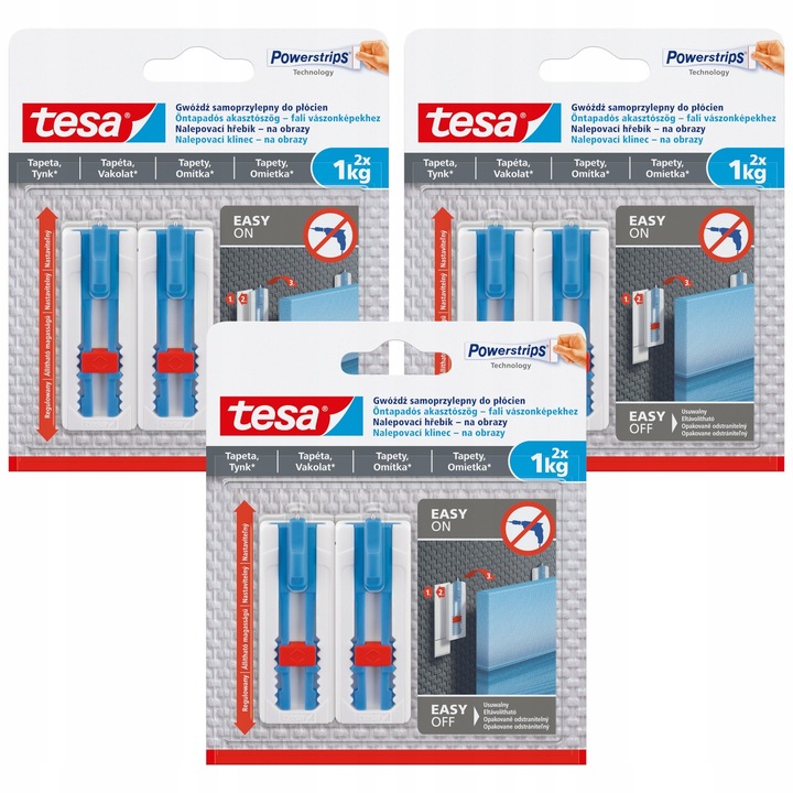 Cui autoadeziv pentru tablouri Tesa, 1kg, 3 bucati, alb