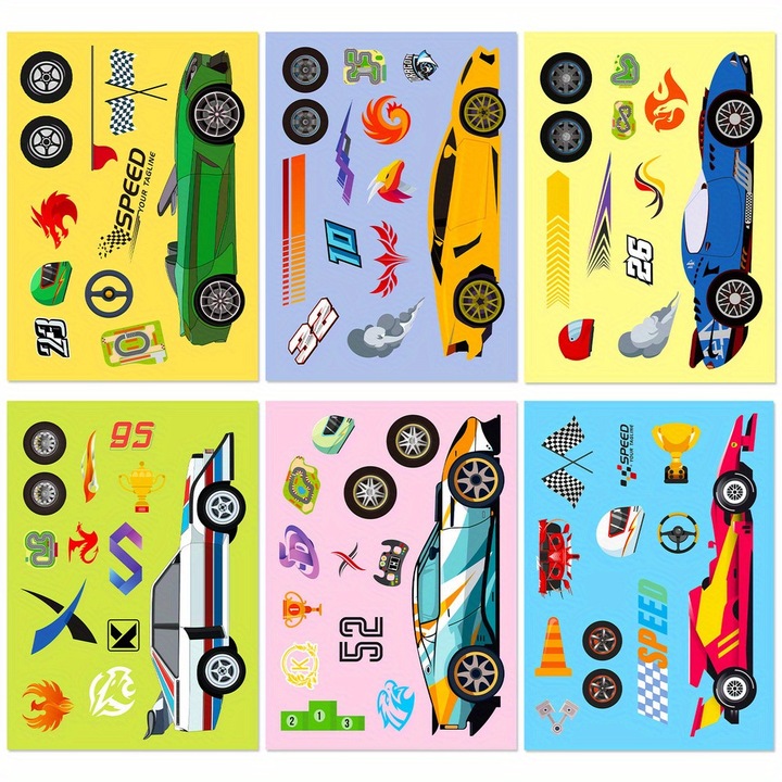 Set Stickere decorative, 6 foi, autoadezive, multicolor, pentru laptop si frigider