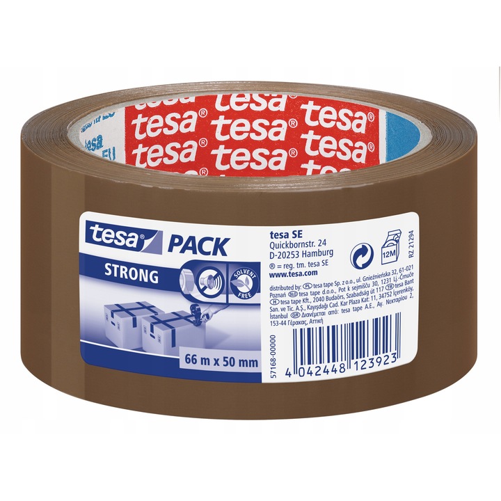 Лента Tesa STRONG, 66м x 50мм, кафява, UV устойчива, безшумно отлепване