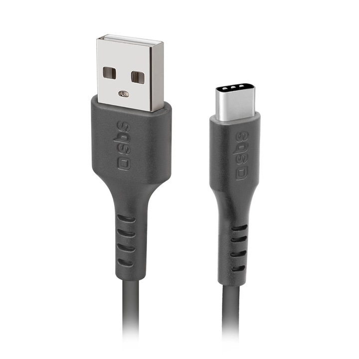 Cablu de date USB-A - USB-C 3m, SBS, negru, transfer rapid date, incarcare simultana