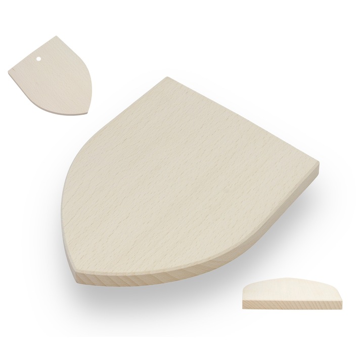 Scut mic din lemn de fag pentru blazon, 15x12 cm, personalizabil, fabricat in Polonia