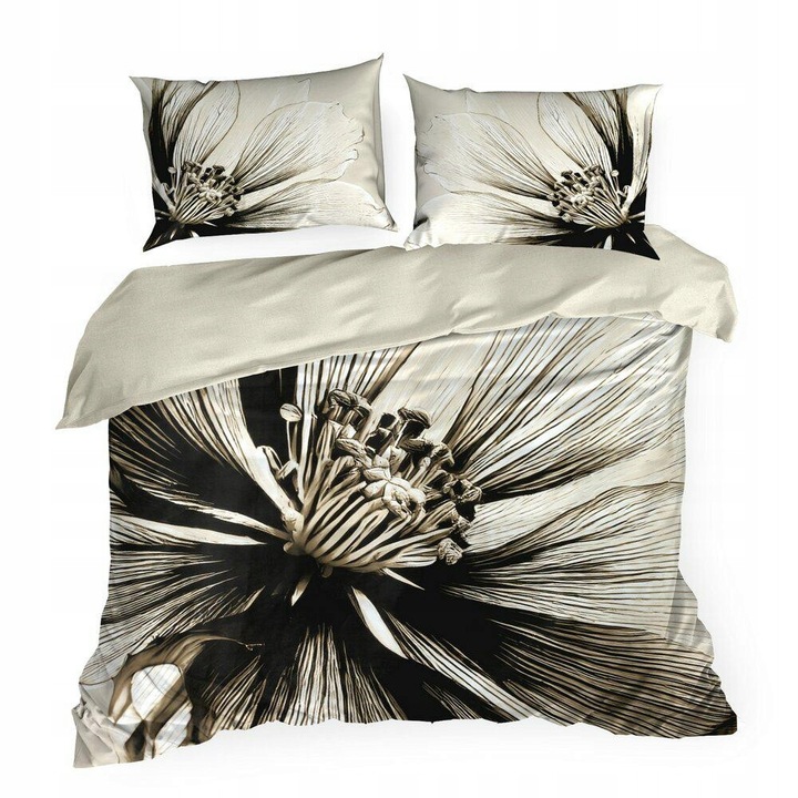 Спално бельо 3 части, Eurofirany, Памучен сатен, Цветя, Многоцветен, 220x200 см