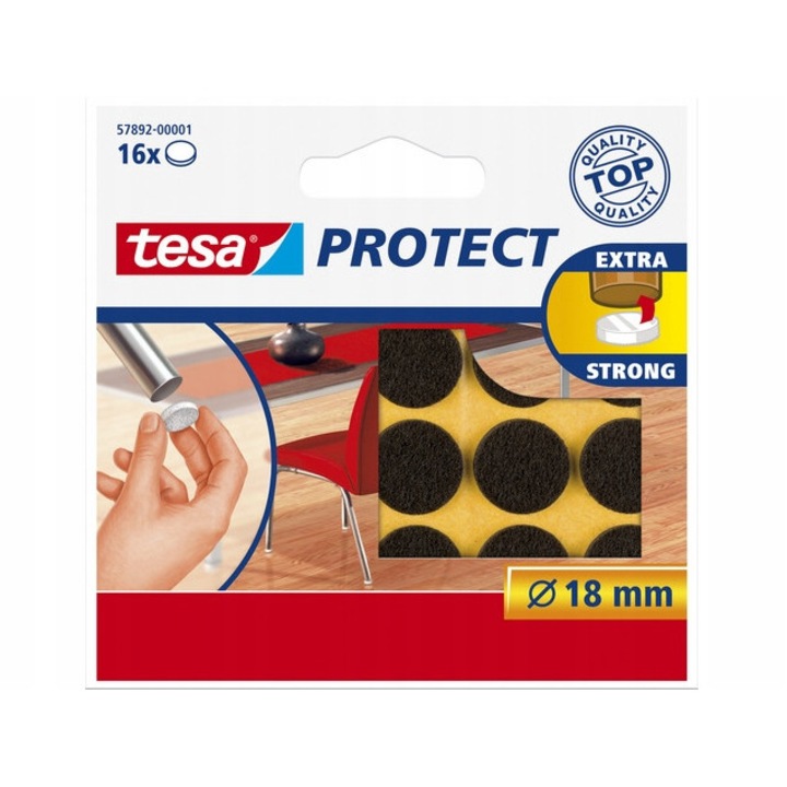 Set de 8 suporturi rotunde din pasla pentru scaune Tesa O 18mm, 3mm grosime