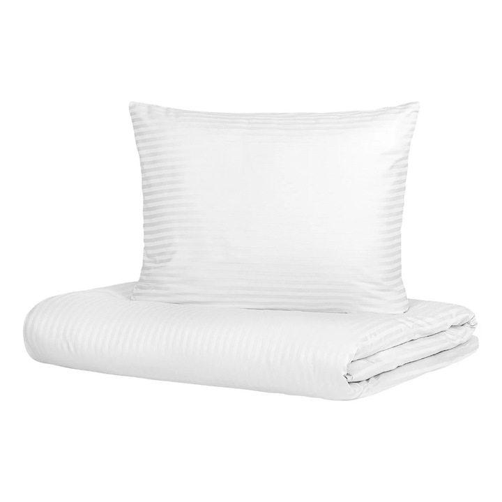 Lenjerie de pat saten AGNES, alb, 220x200 cm, set cu 2 fete de perna 70x80 cm