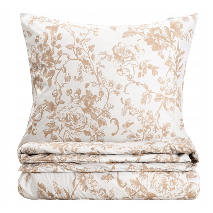 Lenjerie de pat Homla ELENA, set 2 piese, microfibra, model floral, bej, 140x200cm