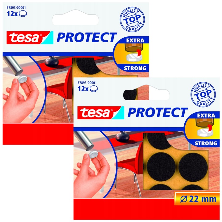 Комплект от 24 броя филцови подложки Tesa, 22 мм, кафяви