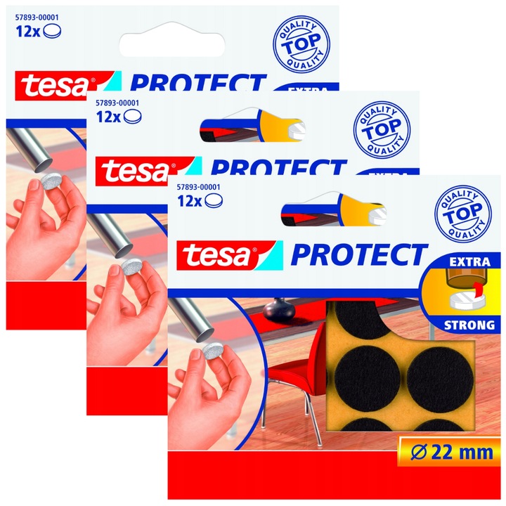 Tampoane rotunde din pasla pentru scaune, masa, masina de spalat, mobila tesa 22mm 12 buc x 3