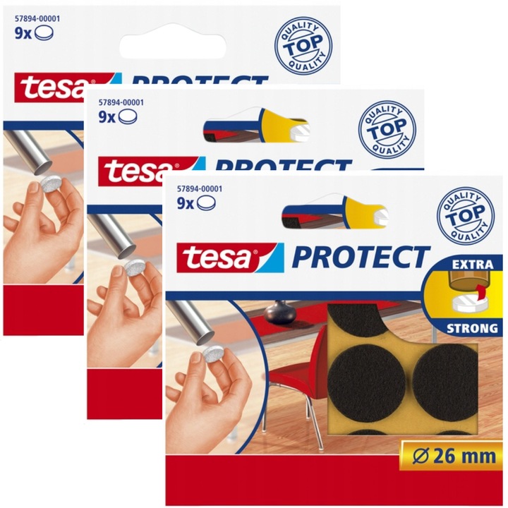 Тампони от филц за столове, маса, перална машина, мебели tesa, кръгли, 26мм, 9 бр. x 3