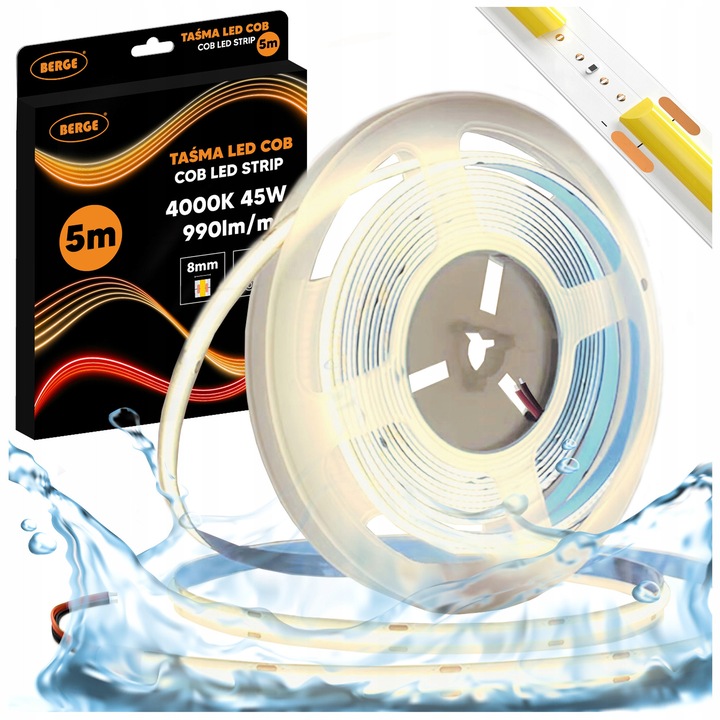 LED COB Neon szalag 12V 5m 4000K IP67 480 LED/m Semleges Fehér Fény