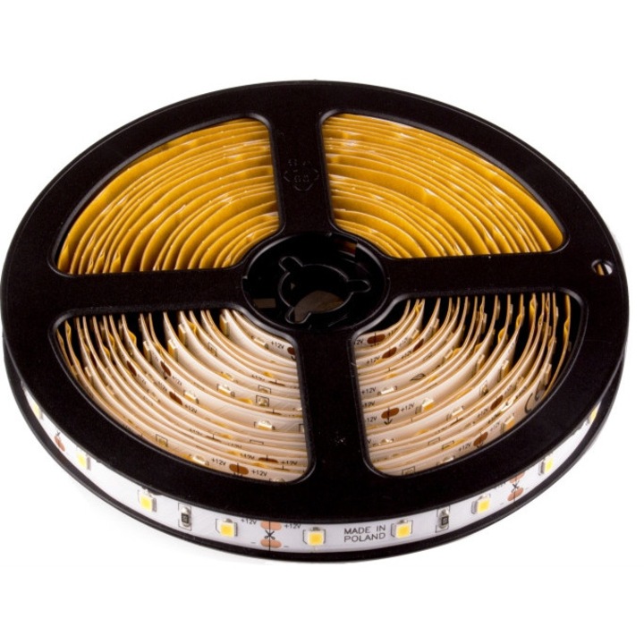 Banda LED 60 LED/m, 5m, 2835, Alb Rece, Premium