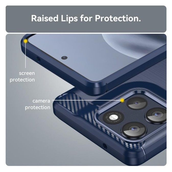 Husa Spate Upzz® Carbon Pro, Compatibila Cu Motorola Moto G86, Protectie Perfecta, Silicon, Albastru