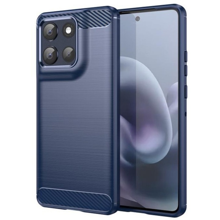 Husa Spate Upzz® Carbon Pro, Compatibila Cu Motorola Moto G86, Protectie Perfecta, Silicon, Albastru