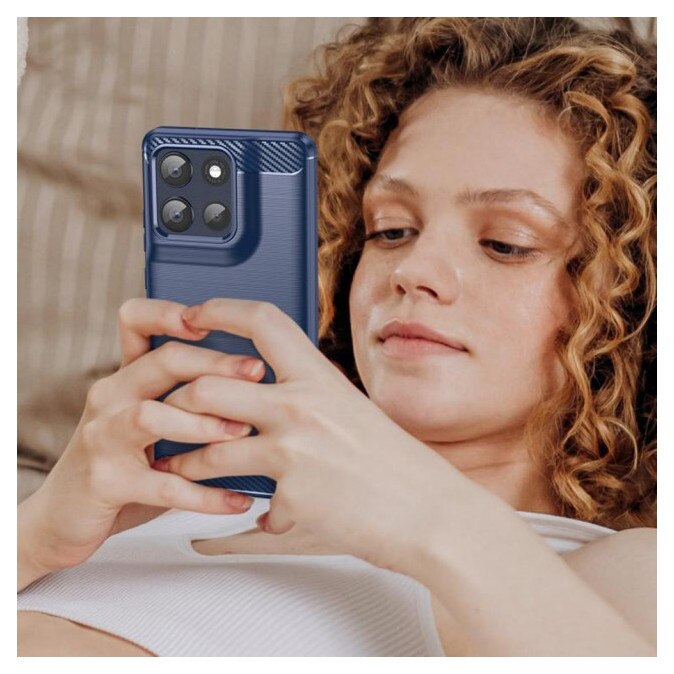 Husa Spate Upzz® Carbon Pro, Compatibila Cu Motorola Moto G86, Protectie Perfecta, Silicon, Albastru