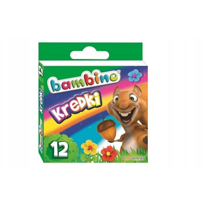 Creioane cerate Bambino, 12 culori vibrante, ideale pentru desen