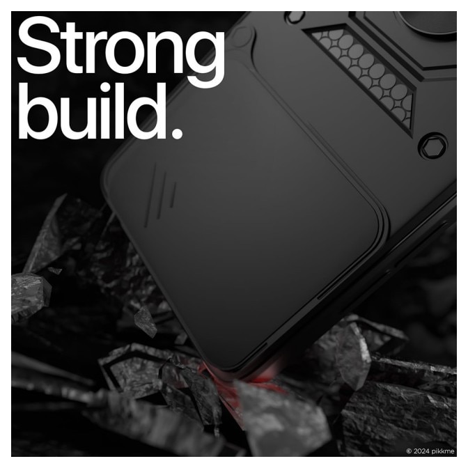 Husa Spate Upzz® Camshield Compatibila Cu Motorola Moto G86, Protectie La Camere, Inel Metalic, Stand - Negru