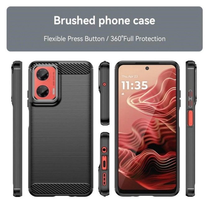 Husa Spate Upzz® Carbon Pro, Compatibila Cu Motorola Moto G06, Protectie Perfecta, Silicon, Negru
