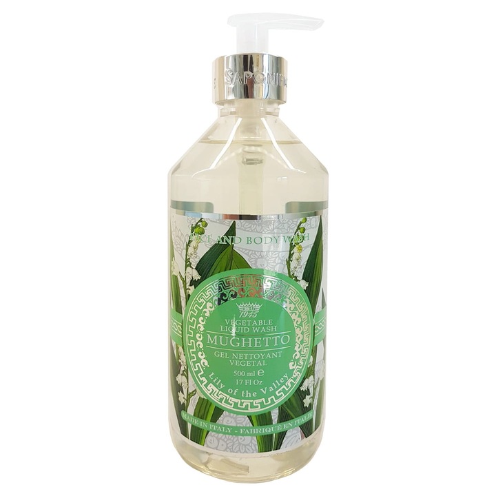 Saponificio Varesino Grecale folyékony szappan 500ml, gyöngyvirág illattal, minden bőrtípusra, elegáns csomagolás