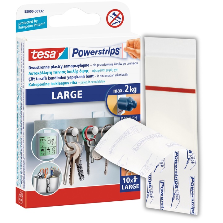 Benzi de montare Tesa set 10 buc, alb, 20x50mm, capacitate 2kg