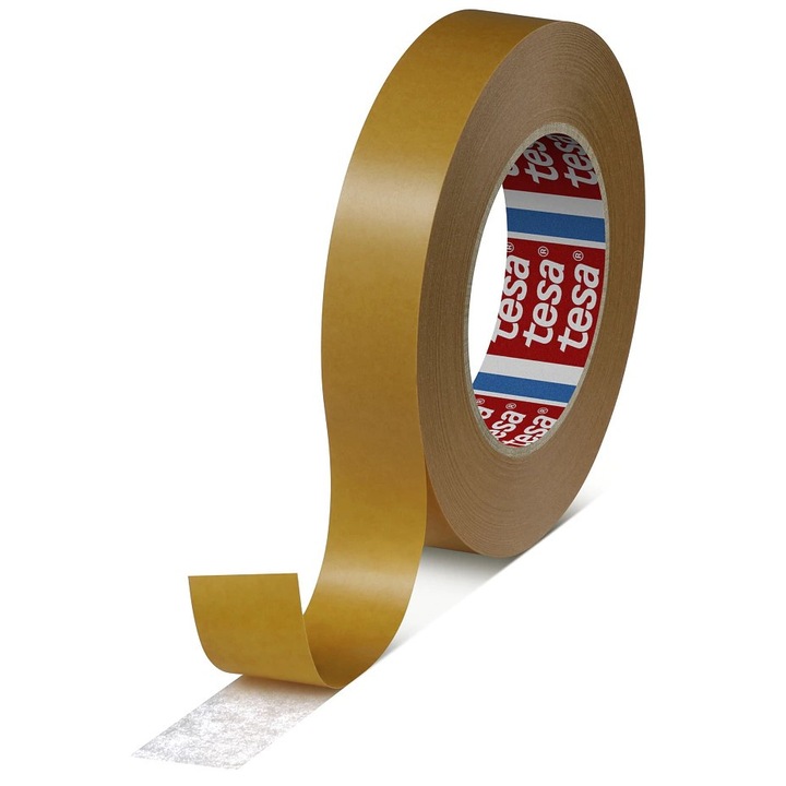 Banda dublu adeziva Tesa din fibra, 25mm x 50m, pentru metal si plastic