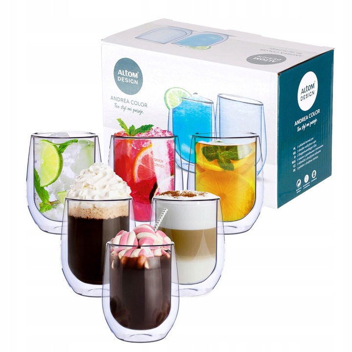 Set 6 pahare termice Altom Design Andrea 300 ml, sticla borosilicata