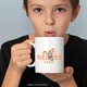 Cana Cu Dumbo, Cu Textul "Hermes Paris" - Design 2, Ceramica, 330ML, Cu Maner si Interior Alb