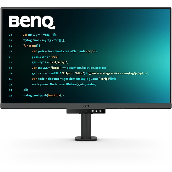 Монитор LED BenQ RD320U, 31.5", 4K (3840x2160), IPS, 5ms GtG, 60Hz, VESA DisplayHDR 400, MoonHalo Backlight, Flicker-free, Low Blue Light Plus, HDMI, Display Port, USB-C 90W, Говорители, Pivot, Черен