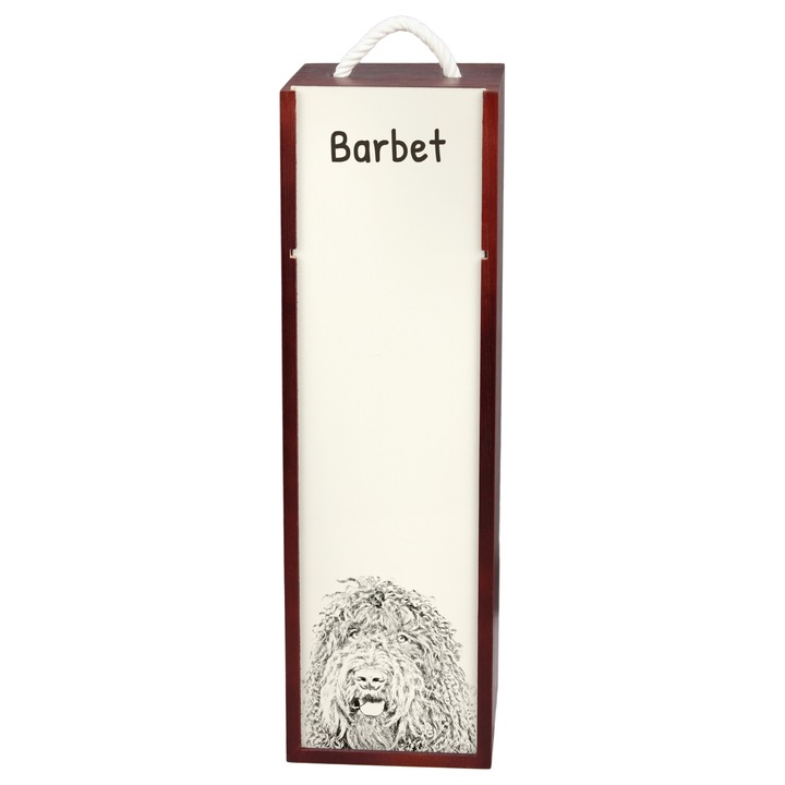 Személyre szabott boros doboz kutya grafikával, Art-Dog, 10,5x10,5x35cm, fából és MDF-ből