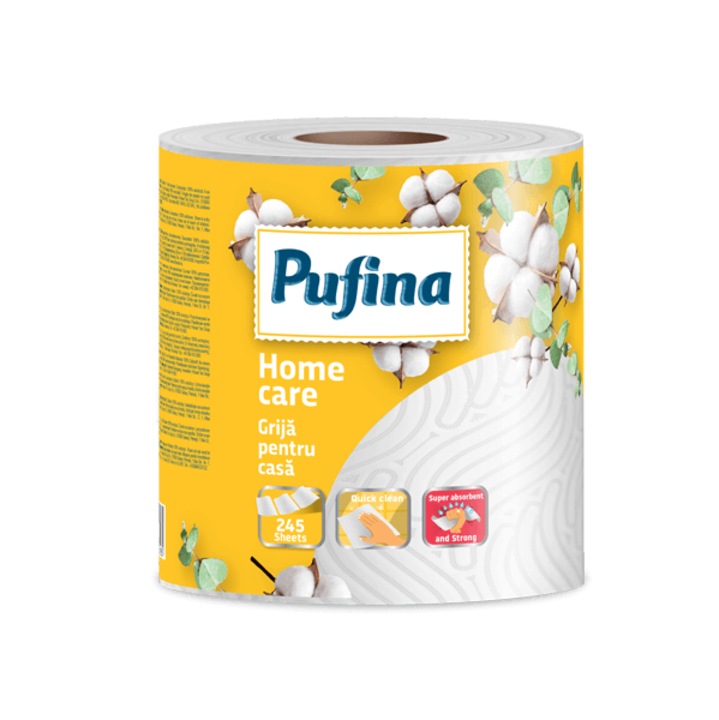Prosop de hartie Pehart Pufina Home Care, 2 straturi, ultra absorbante, 245 foi, set 6buc/bax